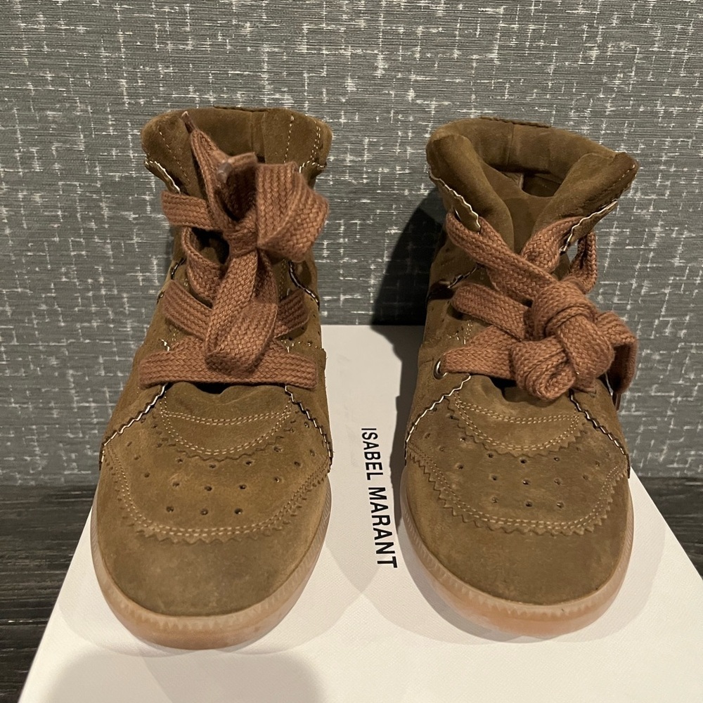 NIB Isabel Marant Bobby suede calfskin leather wedge sneakers 8 1/2 - Picture 6 of 13